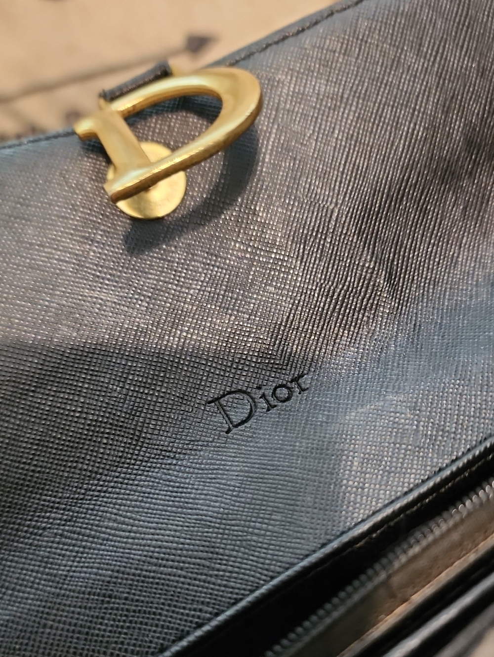 Dior Beige & Black Oblique Canvas And Saffiano 'D'  Long Wallet - Picture 3 of 5